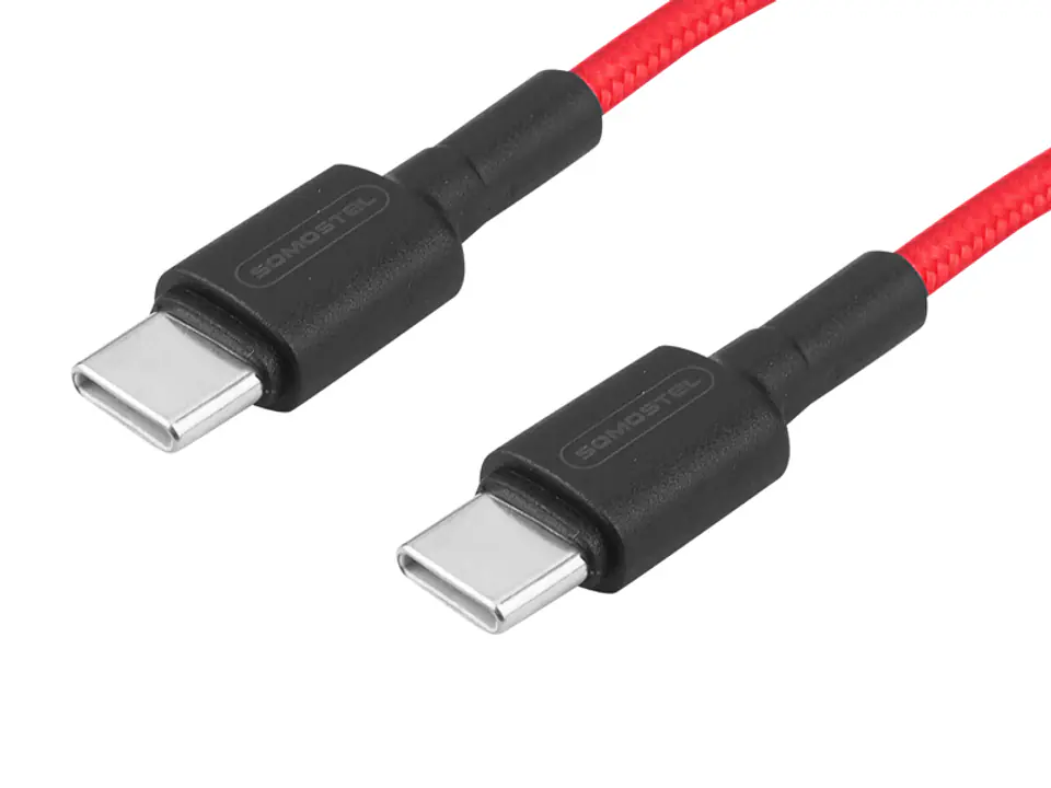 ⁨USB Type-C cable Somostel SMS-BW05, PD, 3.6 A, 18 W, 1 m, red.  (1LM)⁩ at Wasserman.eu