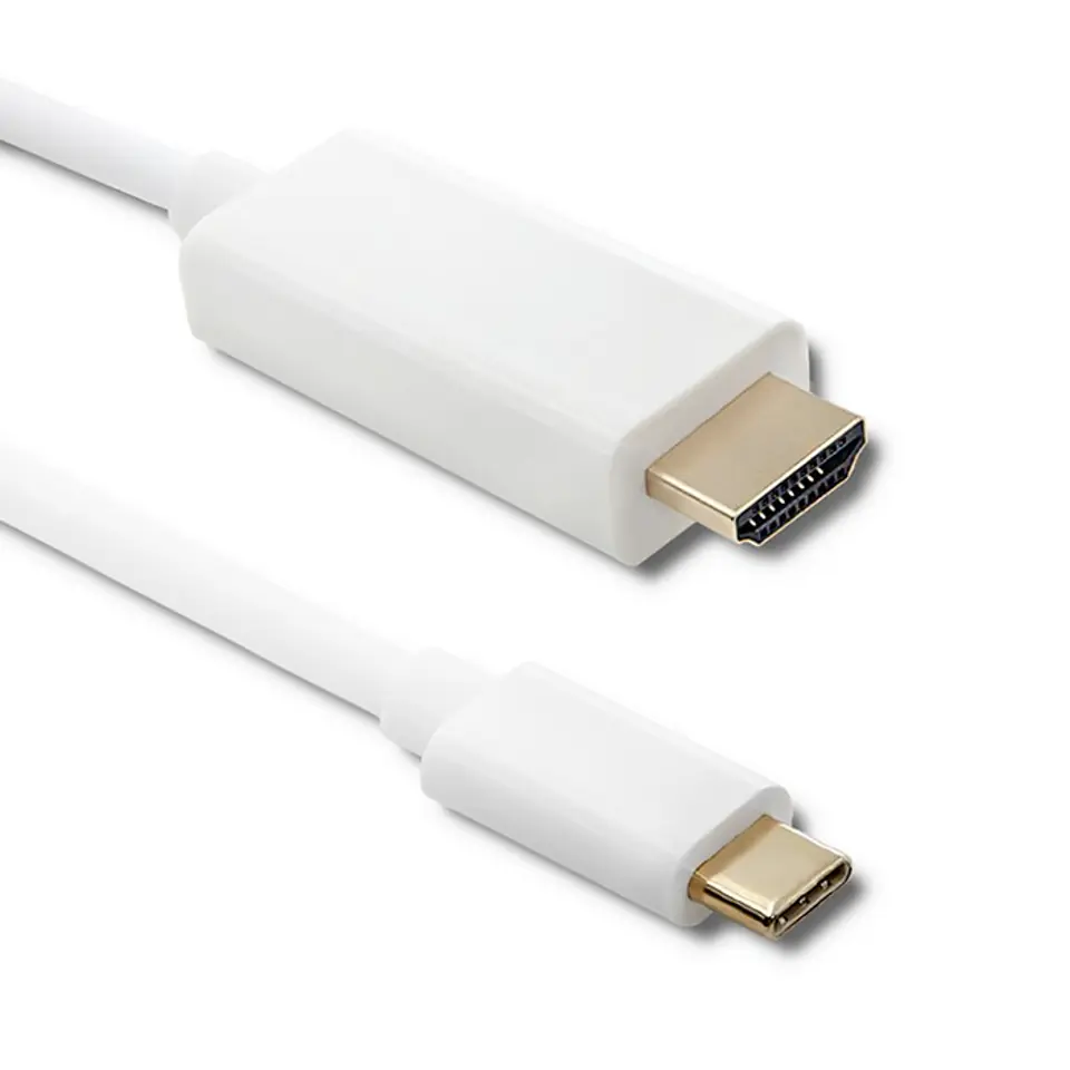 ⁨Qoltec 50414 video cable adapter 1 m HDMI Type A (Standard) USB C White⁩ at Wasserman.eu