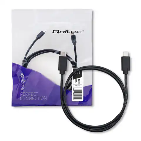 ⁨Qoltec Kabel USB 2.0 typ C męski | USB 2.0 typ C męski | 0.5m | Czarny⁩ w sklepie Wasserman.eu