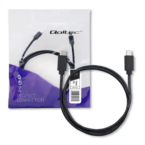 ⁨Qoltec Cable USB 2.0 Type-C male | USB 2.0 Type C male | 1.4m | Black (0NC)⁩ at Wasserman.eu