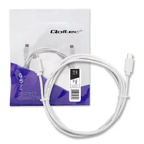 ⁨Qoltec Cable USB 2.0 Type-C male | USB 2.0 Type C male | 1.4m | White (0NC)⁩ at Wasserman.eu