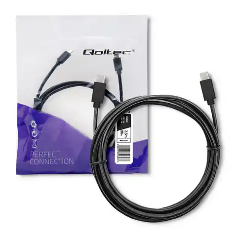 ⁨Qoltec Cable USB 2.0 Type-C male | USB 2.0 Type C male | 2.5m | Black (0NC)⁩ at Wasserman.eu