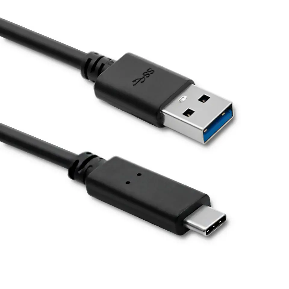 ⁨Qoltec Cable USB 3.1 Type-C male | USB 3.0 A male | 1.8m | Black (0NC)⁩ at Wasserman.eu
