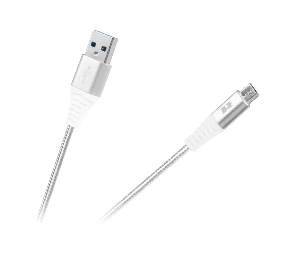 ⁨Kabel USB - USB micro REBEL 50 cm biały⁩ w sklepie Wasserman.eu