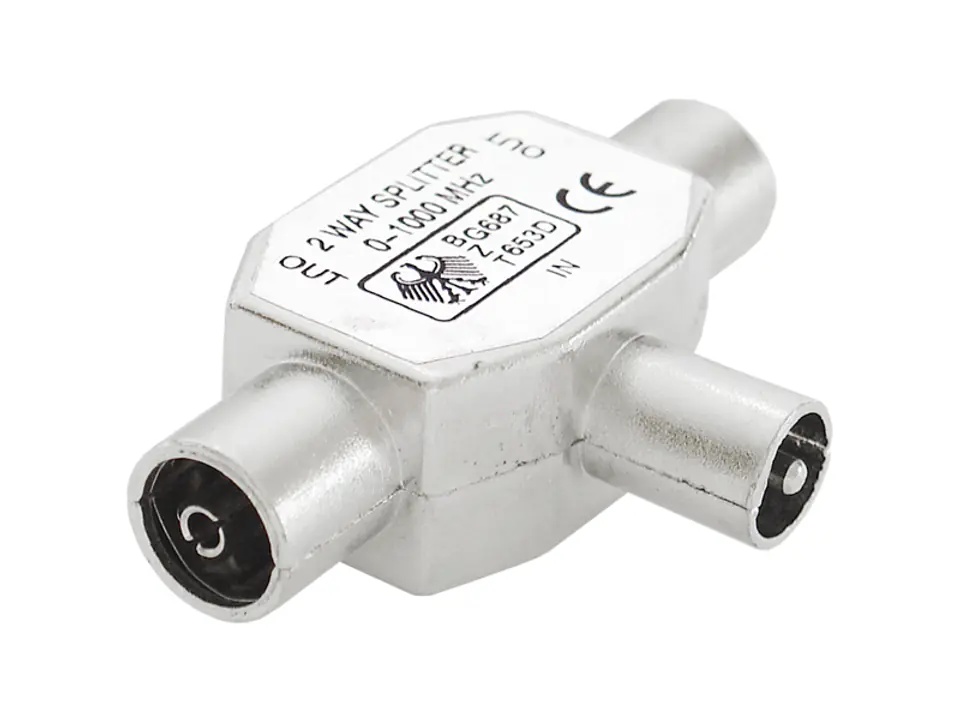 ⁨Connector tee plug - 2 sockets, metal. (1LM)⁩ at Wasserman.eu