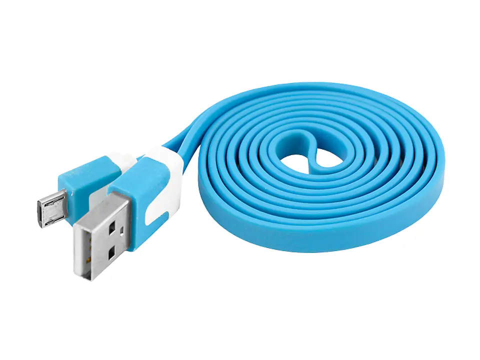 ⁨1 szt.  PS Kabel USB-micro USB, niebieski płaski.⁩ w sklepie Wasserman.eu