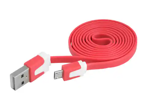 ⁨1 szt. PS Kabel USB micro USB, czerwony, płaski.⁩ w sklepie Wasserman.eu