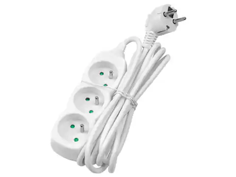 ⁨Extension cable 3 sockets with grounding, 3 m, white. (1LM)⁩ at Wasserman.eu