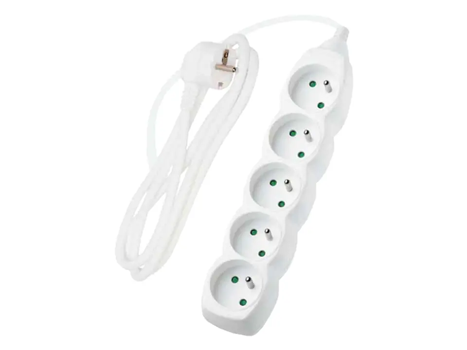 ⁨Extension cable, 5 sockets with grounding, 1.5 m, white. (1LM)⁩ at Wasserman.eu