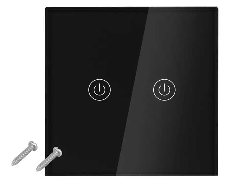 ⁨WIFI light switch and touch, double glass panel, black. (1LM)⁩ at Wasserman.eu