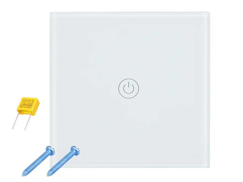 ⁨Touch light switch, single glass panel, white. (1LM)⁩ at Wasserman.eu