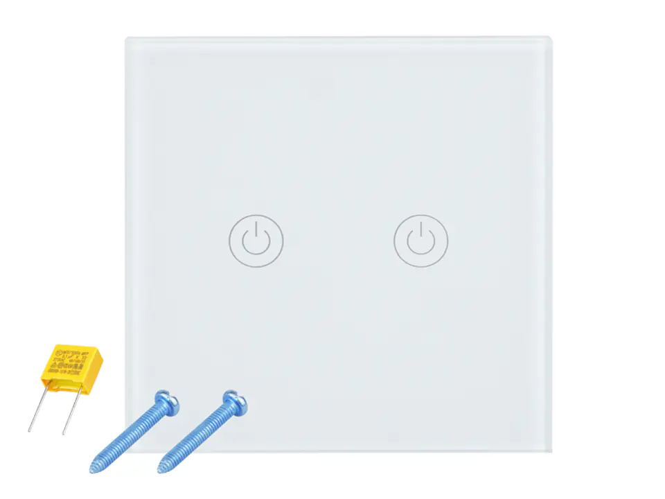 ⁨Touch light switch, double glass panel, white. (1LM)⁩ at Wasserman.eu