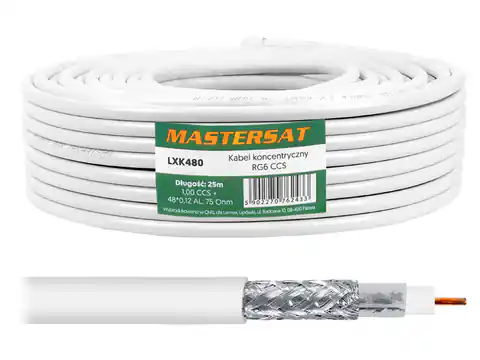 ⁨1 rol. Kabel koncentryczny RG6 CCS 25m Mastersat.⁩ w sklepie Wasserman.eu