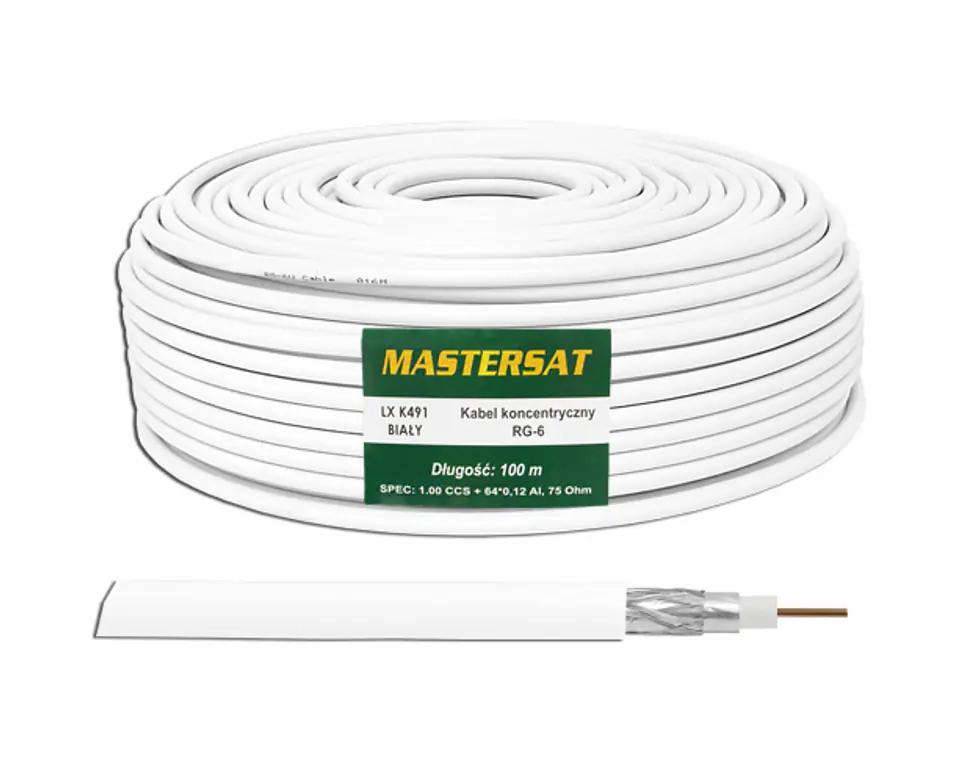 ⁨PS Coaxial Cable RG6 CCS + 64x0.12Al, 100m, MASTERSAT. (1LM)⁩ at Wasserman.eu