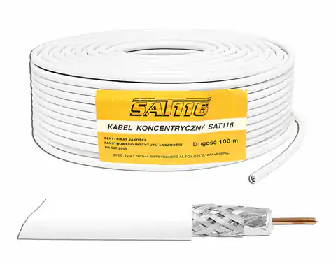 ⁨Coaxial Cable SAT116 1.16 Cu + 128x0.12, 100m. (1LM)⁩ at Wasserman.eu