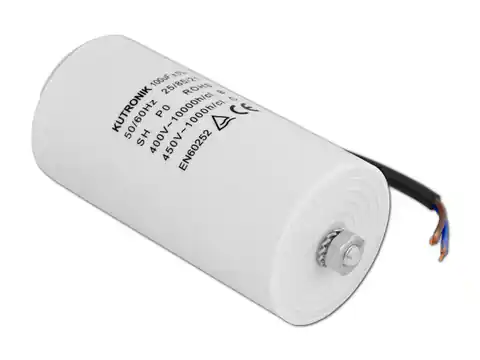 ⁨Motor capacitor 100uF/450VAC with wires. (1LM)⁩ at Wasserman.eu