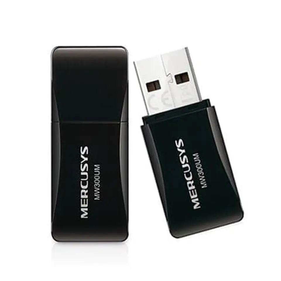 ⁨Karta sieciowa USB Mercusys MW300UM bezprzewodowa, jednopasmowa, 300 MB/s, 802.11n/g/b. (1LM)⁩ w sklepie Wasserman.eu