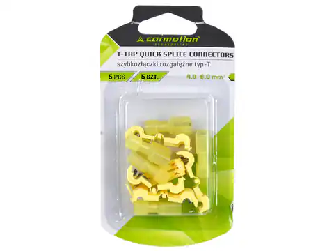 ⁨1 op. Szybkozłączki zaciskane rozgałęźne typ-T, żółte, 4.0-6.0 mm, 15 A max, op. 5szt.⁩ w sklepie Wasserman.eu
