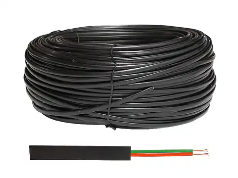 ⁨PS Telephone cable flat 2c, black. (1LM)⁩ at Wasserman.eu