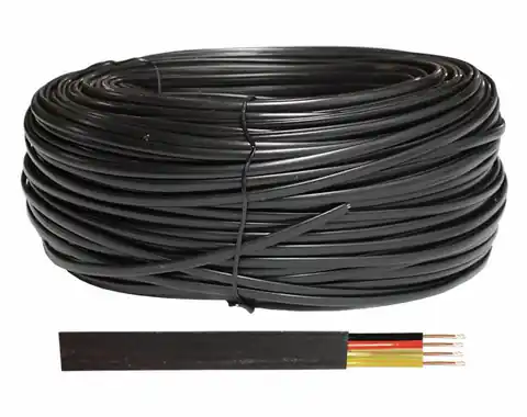 ⁨PS Telephone cable flat 4c, black. (1LM)⁩ at Wasserman.eu