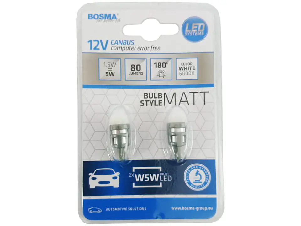 Car led bulbs 12V T10 2xSMD BOS-4069 at Wasserman.eu