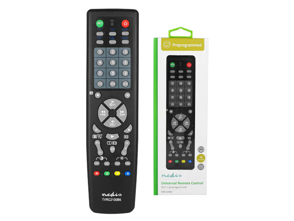 ⁨1 szt. Pilot uniwersalny 10w1, LCD TV, SAT, DVD, CD, audio.⁩ w sklepie Wasserman.eu