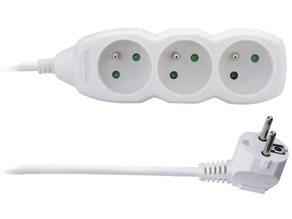 ⁨Emos white current extension cord (3 slots, 3 m)⁩ at Wasserman.eu