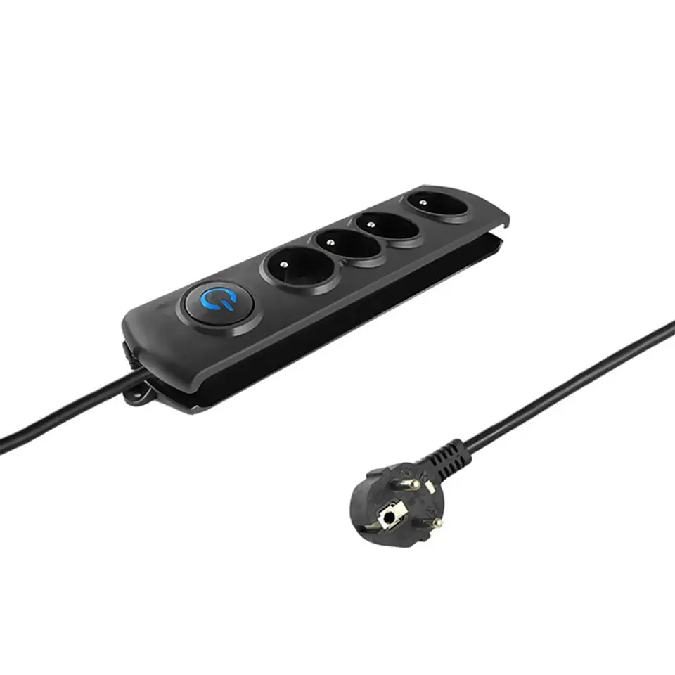 ⁨Qoltec 50105 Surge protector | 4 sockets | 2.5m | Black⁩ at Wasserman.eu