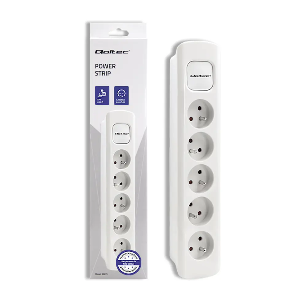 ⁨Power strip 5 sockets, 1.8m, White⁩ at Wasserman.eu