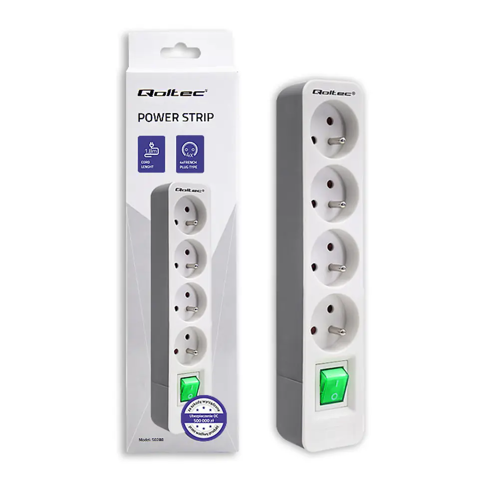 ⁨Power strip 4 sockets, 1.8m⁩ at Wasserman.eu