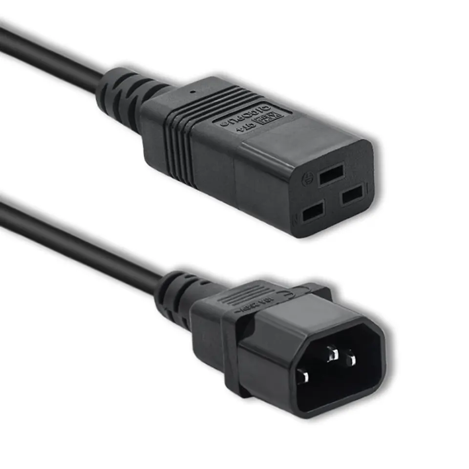 ⁨Qoltec Kabel zasilający do UPS C14/C19 2m⁩ w sklepie Wasserman.eu