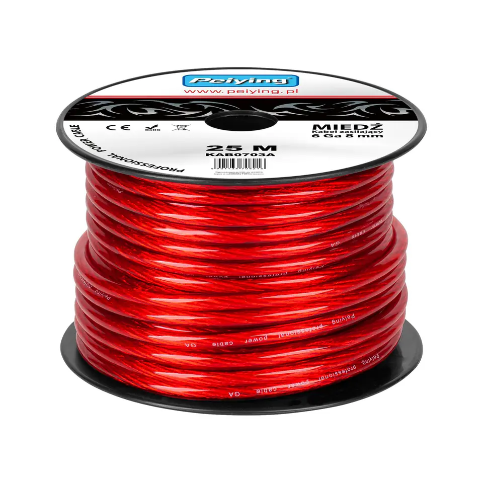 Kabel samochodowy 6Ga OD8mm CU 25m w sklepie Wasserman.eu
