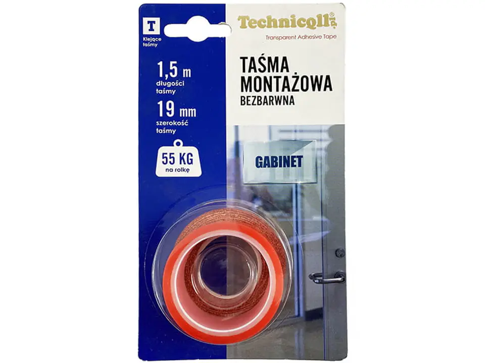 ⁨Dwustronna taśma montażowa Technicqll 1,5m (bezbarwny)⁩ w sklepie Wasserman.eu