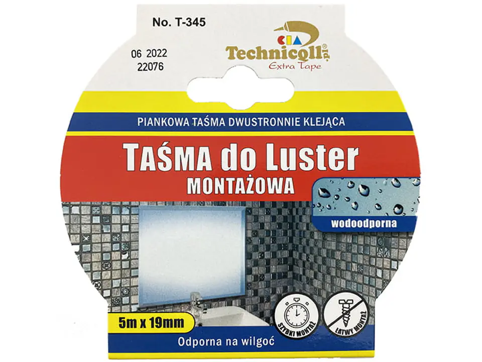 ⁨Mounting tape for mirrors Technicqll T-345 white 5m⁩ at Wasserman.eu