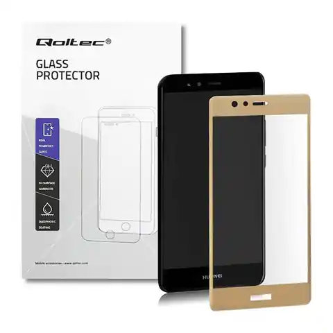 ⁨Qoltec PREMIUM Tempered Protective Glass for Huawei P9 | FULL | GOLD (0NC)⁩ at Wasserman.eu