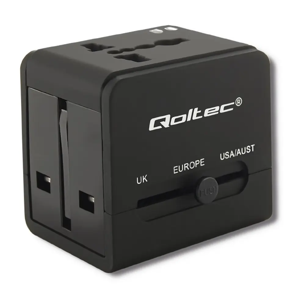 ⁨Qoltec Sieciowy adapter podróżny 10.5W | 5V | 2.1A | 2xUSB (0NC)⁩ w sklepie Wasserman.eu