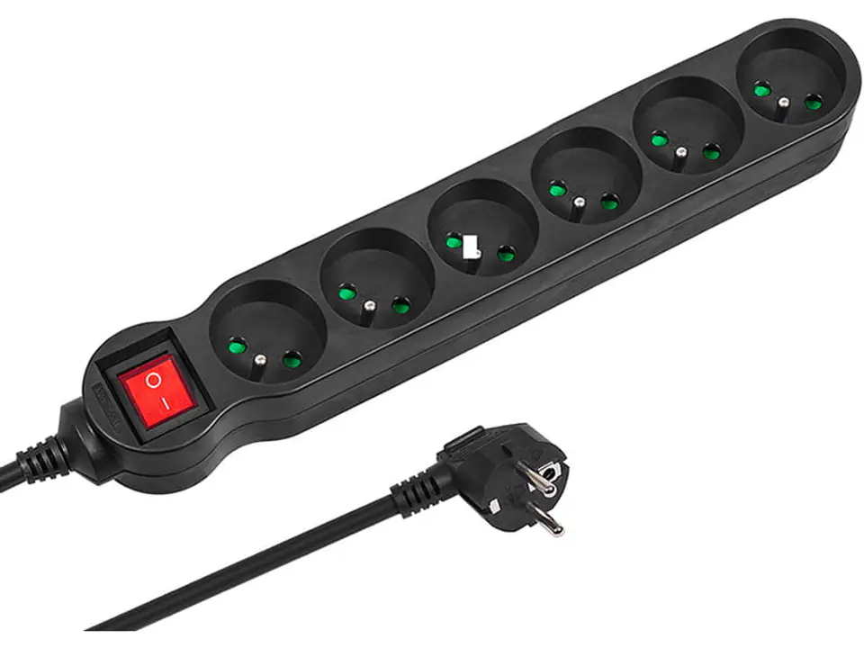 ⁨Power strip 6 sockets extension 3m switch⁩ at Wasserman.eu