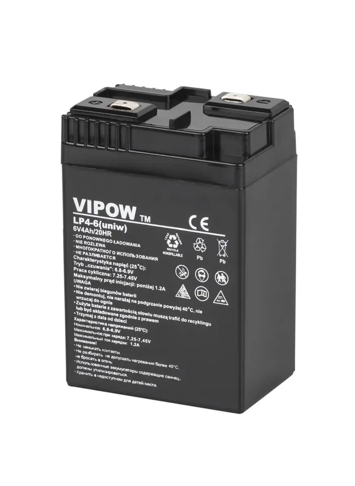 ⁨Gel battery VIPOW 6V 4Ah (uniw.) (1LL)⁩ at Wasserman.eu