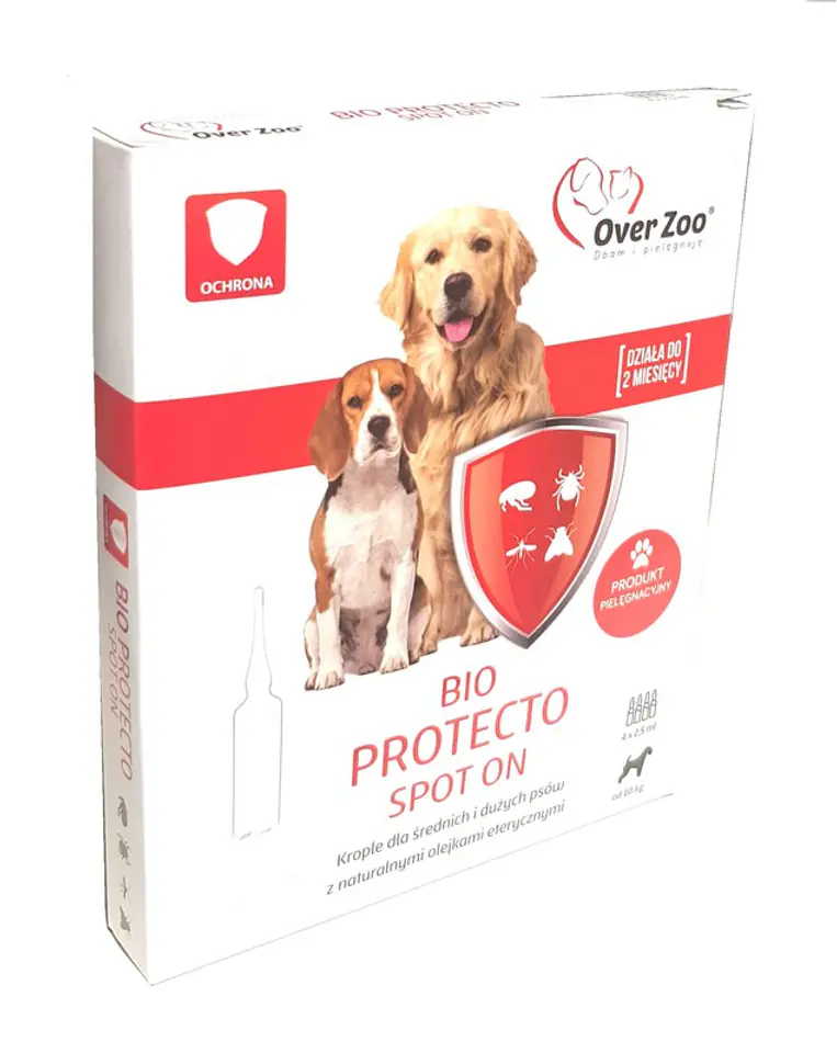 ⁨OVERZOO BIO PROTECTO SPOT ON FÜR MITTEL UND GROSS 4x2,5 ml⁩ im Wasserman.eu