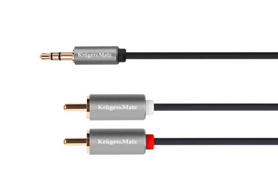 ⁨3.5 jack cable, stereo plug - 2RCA 5m Kruger&Matz Basic (1LL)⁩ at Wasserman.eu