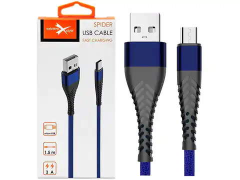 ⁨Micro-USB-Kabel mit Spider-Geflecht (1,5 m, blau)⁩ im Wasserman.eu