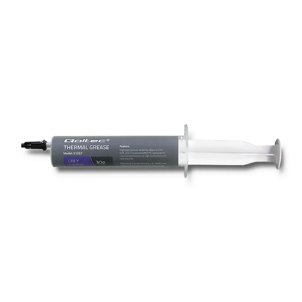 ⁨Qoltec Thermal paste 5.15 W/m-K | 30g | Grey (0NC)⁩ at Wasserman.eu