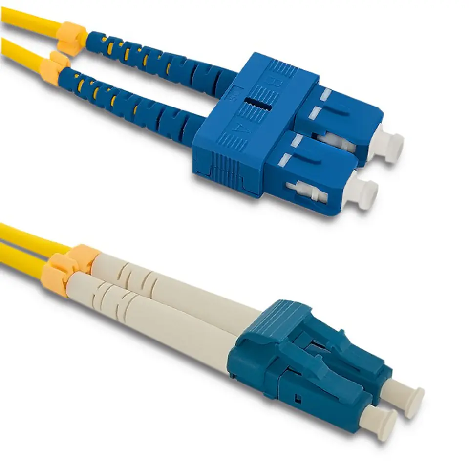 ⁨Qoltec Patchcord światłowodowy SC/UPC - LC/UPC | Singlemode | 9/125 | G652D | Duplex | 2m (0NC)⁩ w sklepie Wasserman.eu