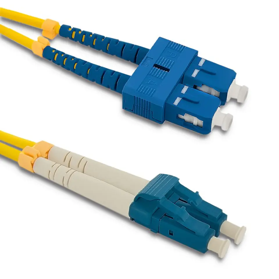 ⁨Qoltec Fiber Optic Patch Cable SC/UPC - LC/UPC | Singlemode | 9/125 | G652D | Duplex | 3m (0NC)⁩ at Wasserman.eu