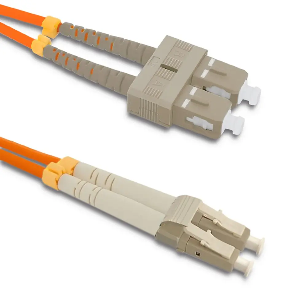 ⁨Qoltec Patchcord światłowodowy SC/UPC - LC/UPC | Multimode | 50/125 | OM2 | Duplex | 1m (0NC)⁩ w sklepie Wasserman.eu