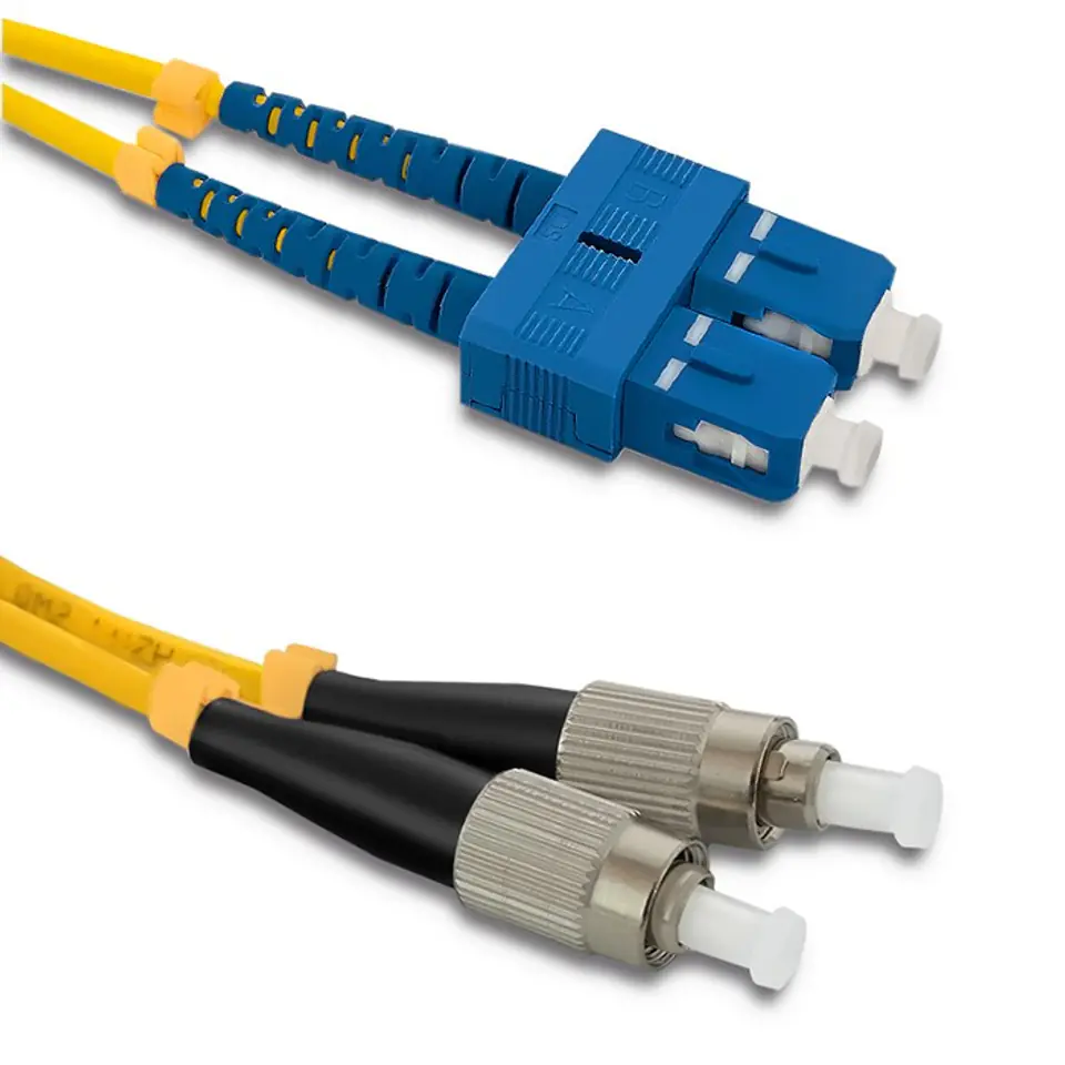 ⁨Qoltec Patchcord światłowodowy SC/UPC - FC/UPC | Singlemode | 9/125 | G652D | Duplex | 2m (0NC)⁩ w sklepie Wasserman.eu