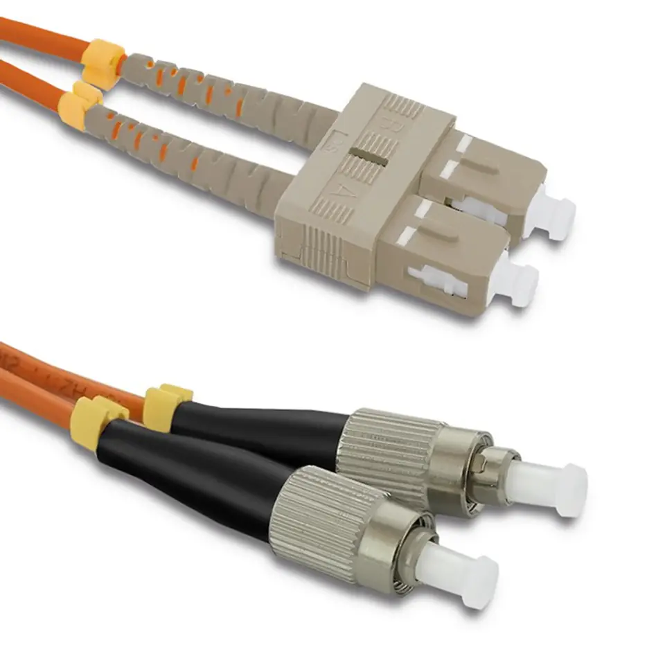 ⁨Qoltec Patchcord światłowodowy SC/UPC - FC/UPC | Multimode | 50/125 | OM2 | Duplex | 1m (0NC)⁩ w sklepie Wasserman.eu