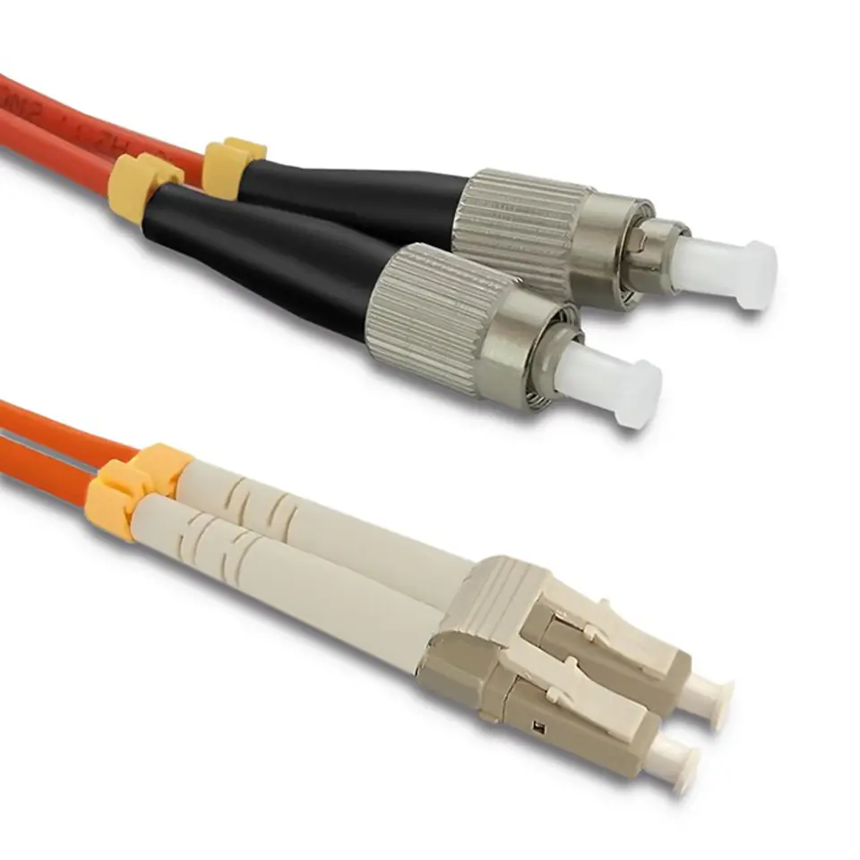 ⁨Qoltec Patchcord światłowodowy LC/UPC - FC/UPC | Multimode | 50/125 | OM2 | Duplex | 5m (0NC)⁩ w sklepie Wasserman.eu