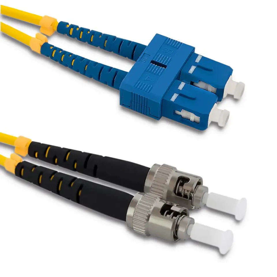 ⁨Qoltec Patchcord światłowodowy SC/UPC - ST/UPC | Singlemode | 9/125 | G652D | Duplex | 1m (0NC)⁩ w sklepie Wasserman.eu