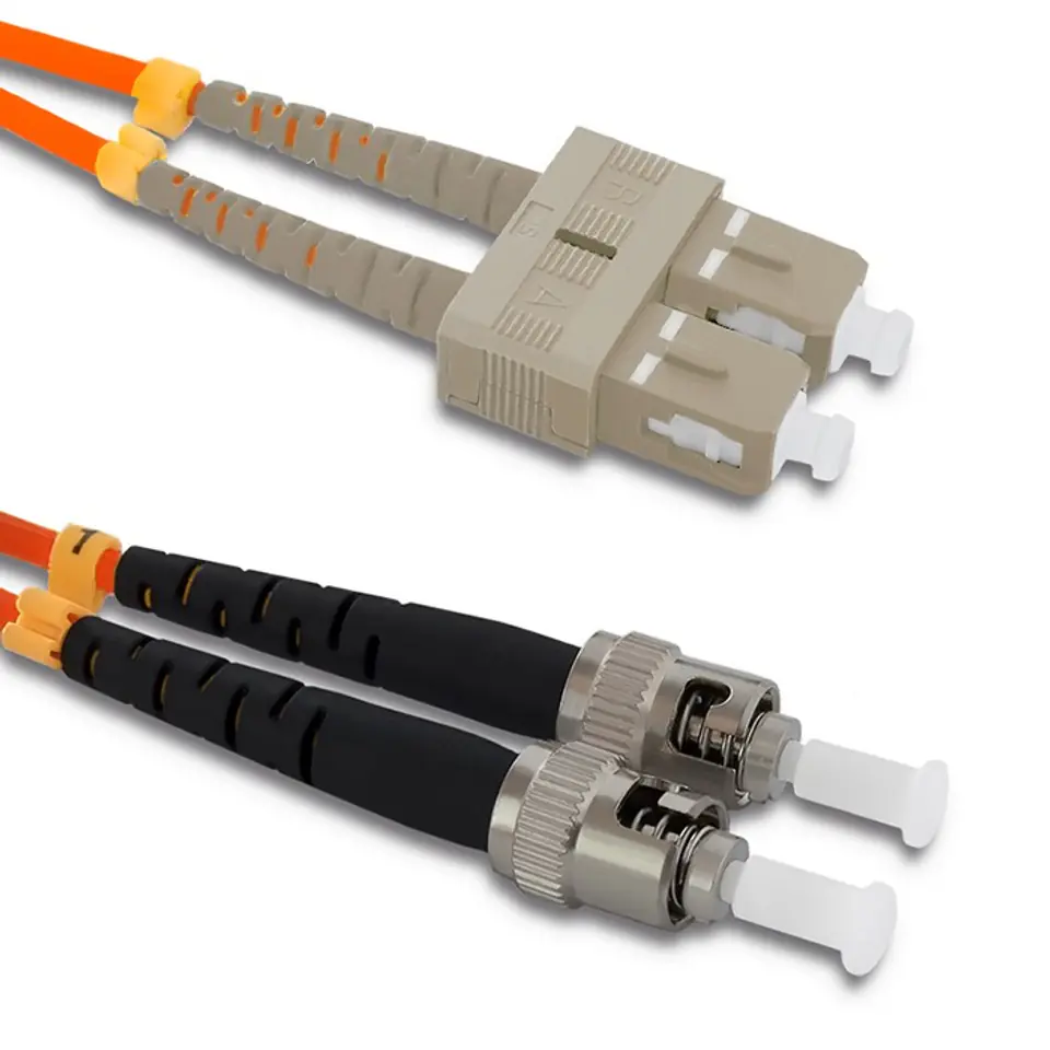 ⁨Qoltec Patchcord światłowodowy SC/UPC - ST/UPC | Multimode | 50/125 | OM2 | Duplex | 3m (0NC)⁩ w sklepie Wasserman.eu